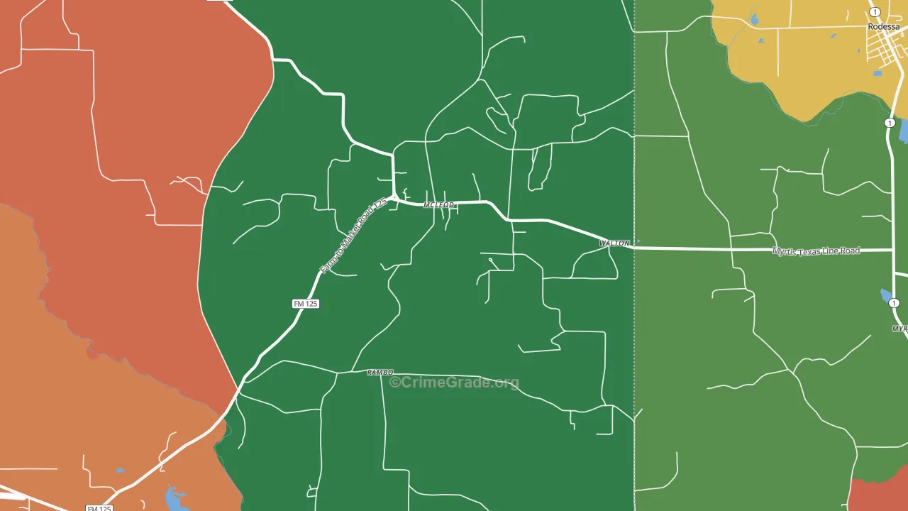 Mc Leod, TX Map of Assault Rates