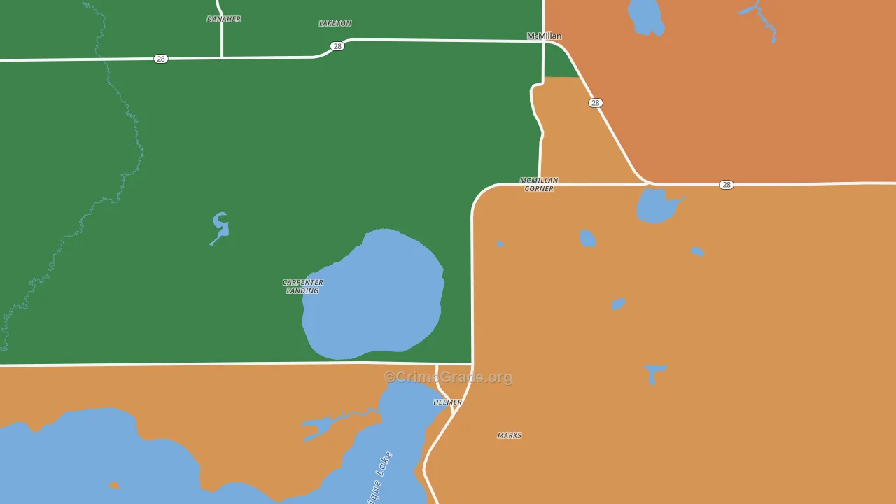 Mc Millan, MI Map of Assault Rates