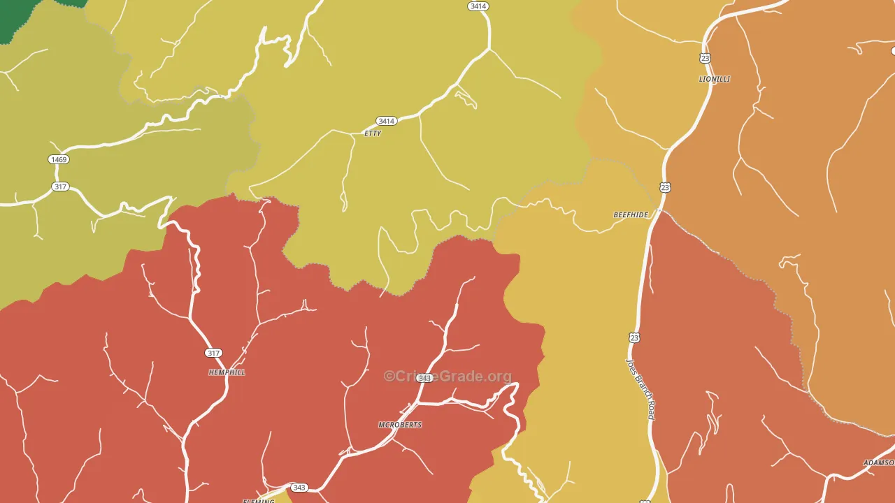 Mc Roberts, KY Map of Assault Rates