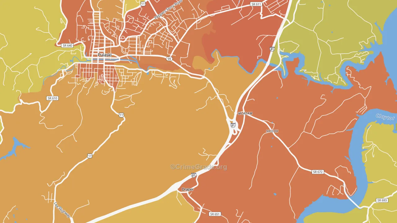 McAdam, VA Map of Assault Rates