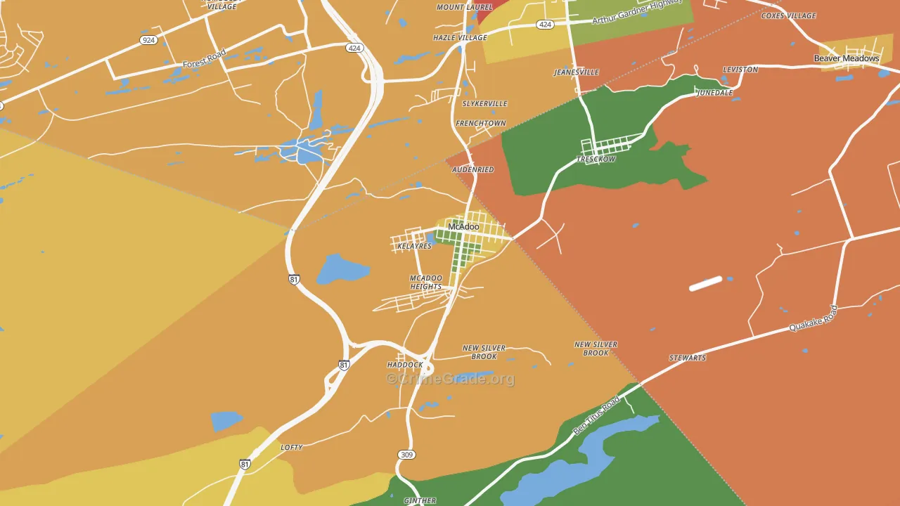 Mcadoo, PA Map of Assault Rates
