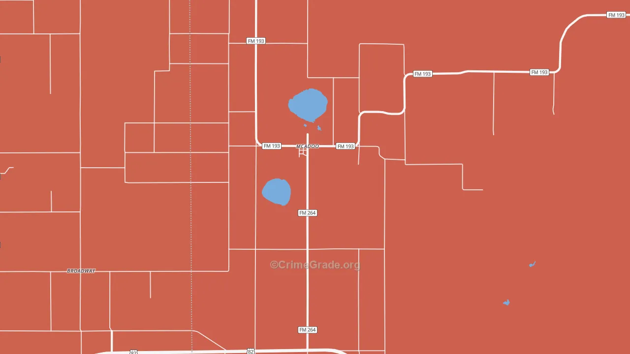 Mcadoo, TX Map of Assault Rates