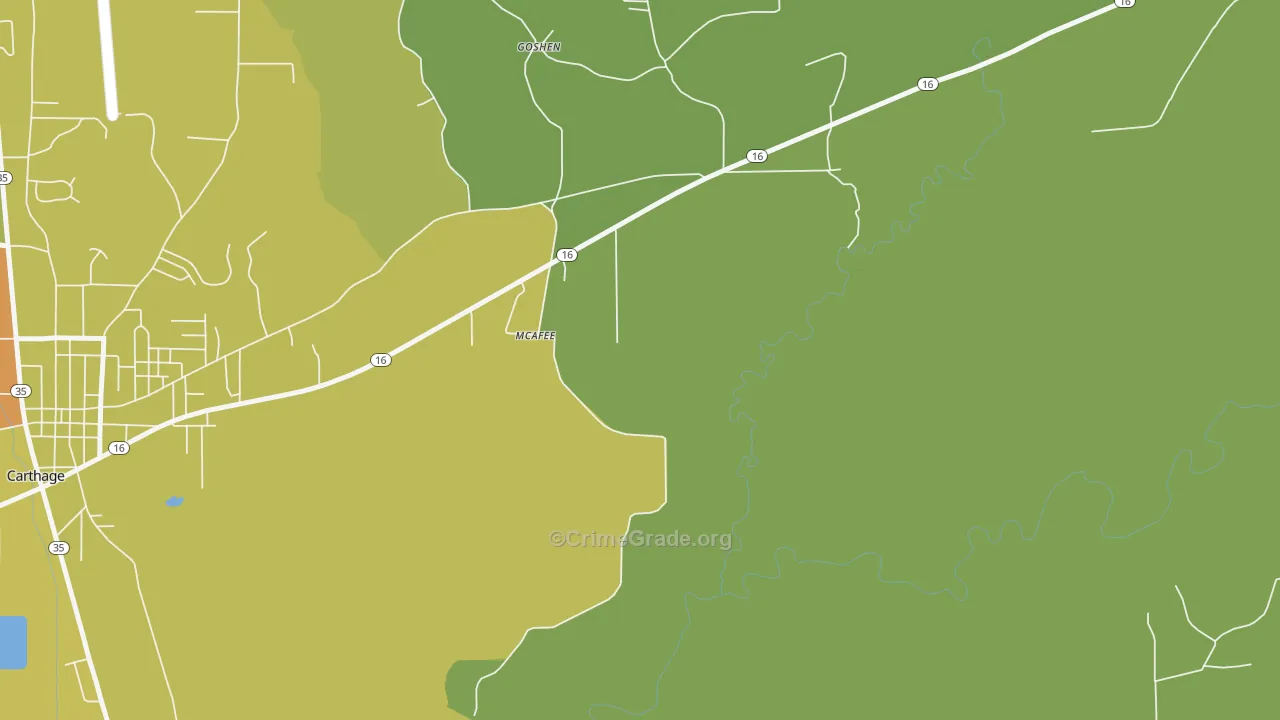 McAfee, MS Map of Assault Rates