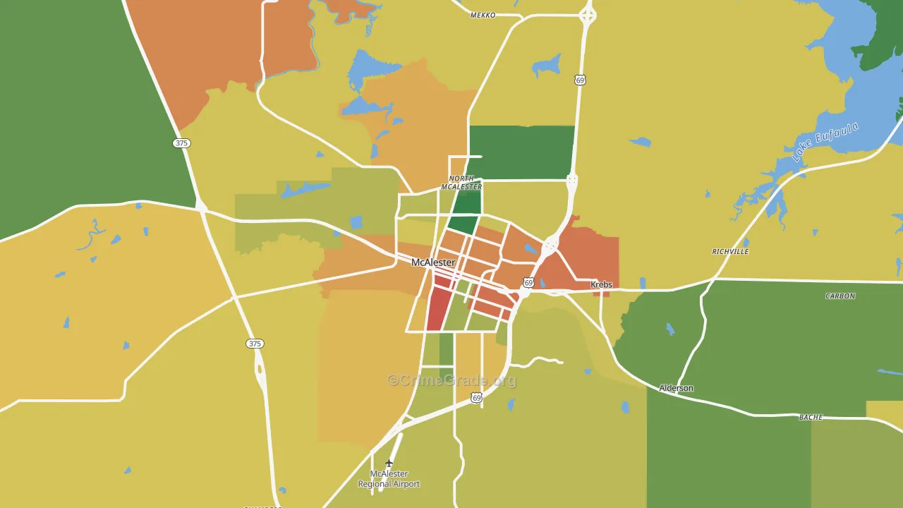 McAlester, OK Map of Assault Rates