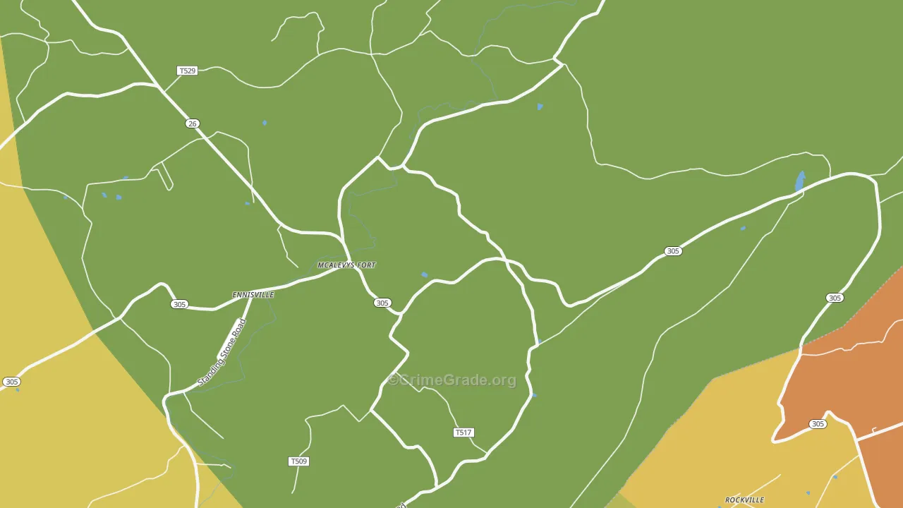McAlevys Fort, PA Map of Assault Rates