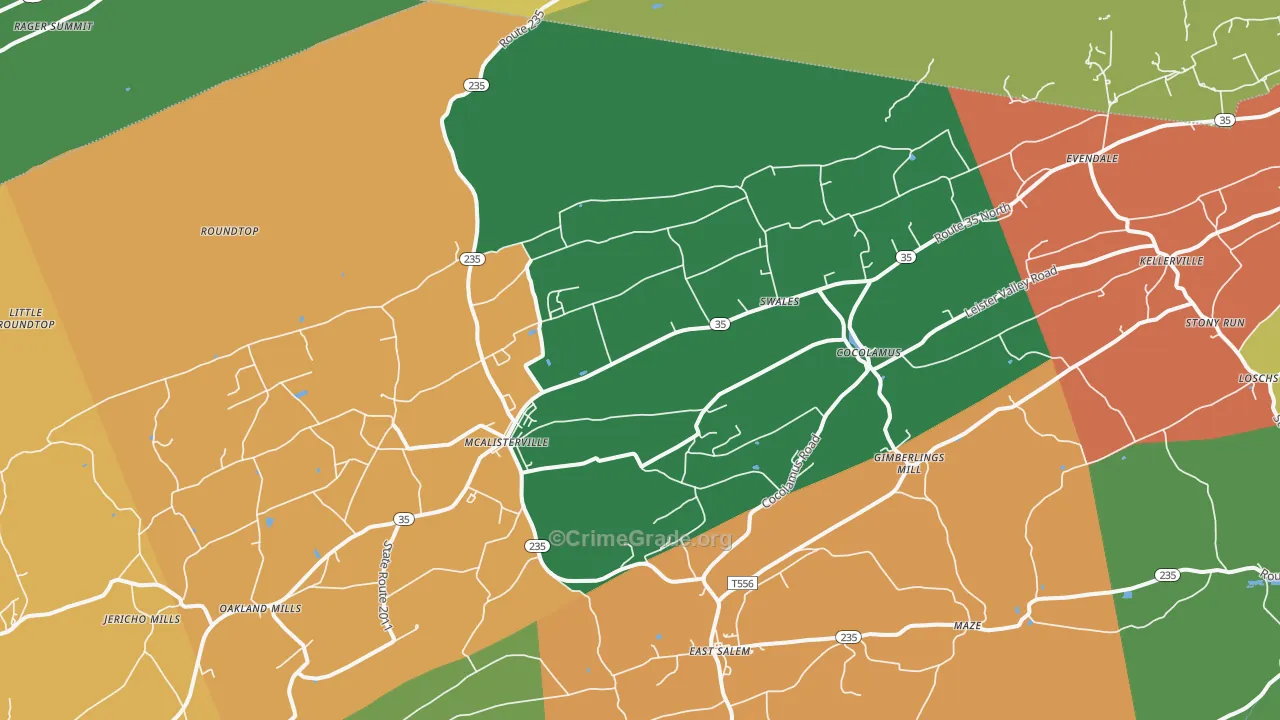 McAlisterville, PA Map of Assault Rates