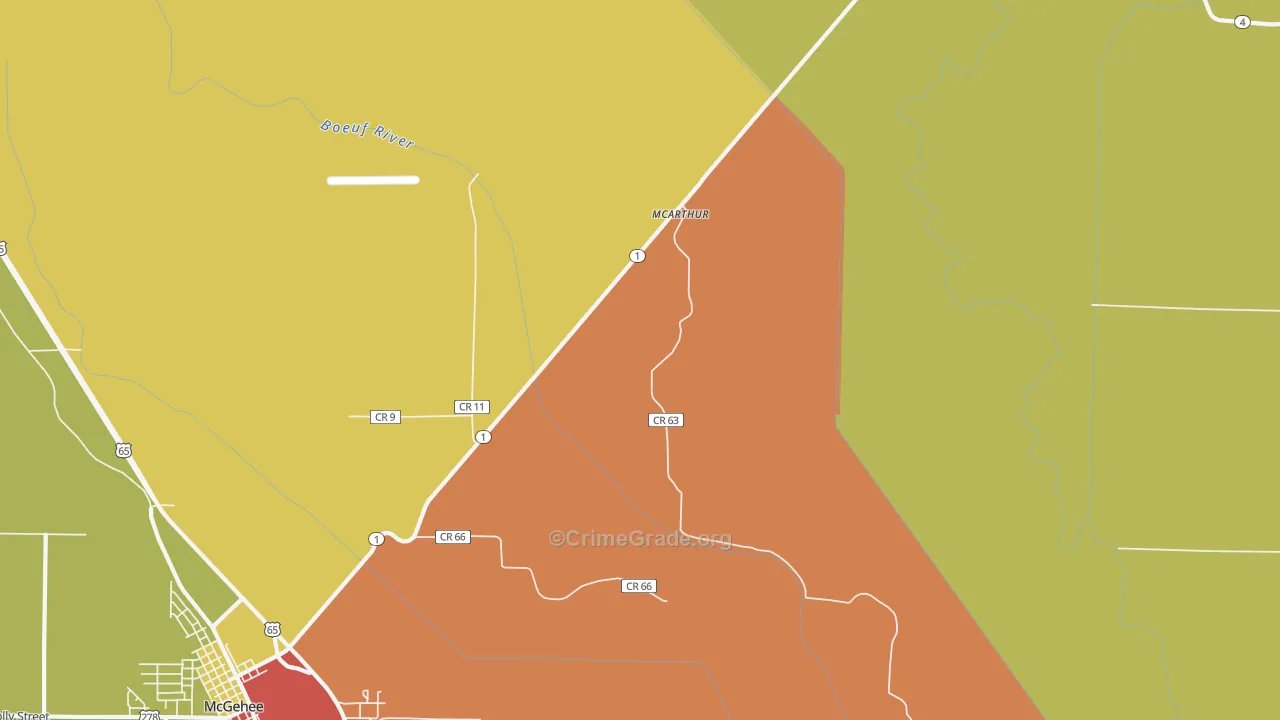 McArthur, AR Map of Assault Rates