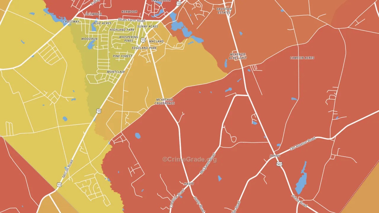 McArthur Crossroads, NC Map of Assault Rates