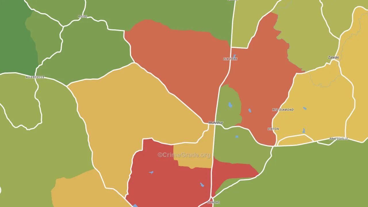 McArthur, OH Map of Assault Rates