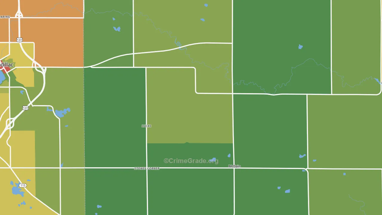 McBain, MI Map of Assault Rates