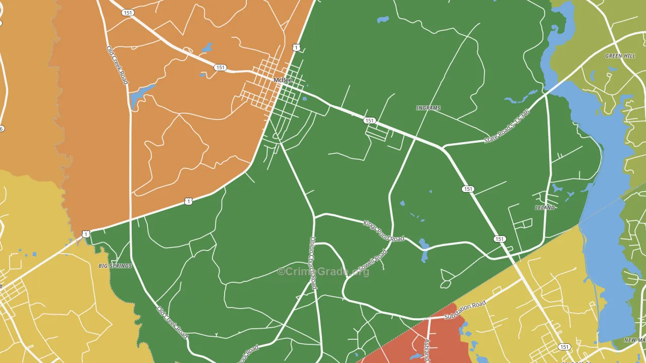 McBee, SC Map of Assault Rates