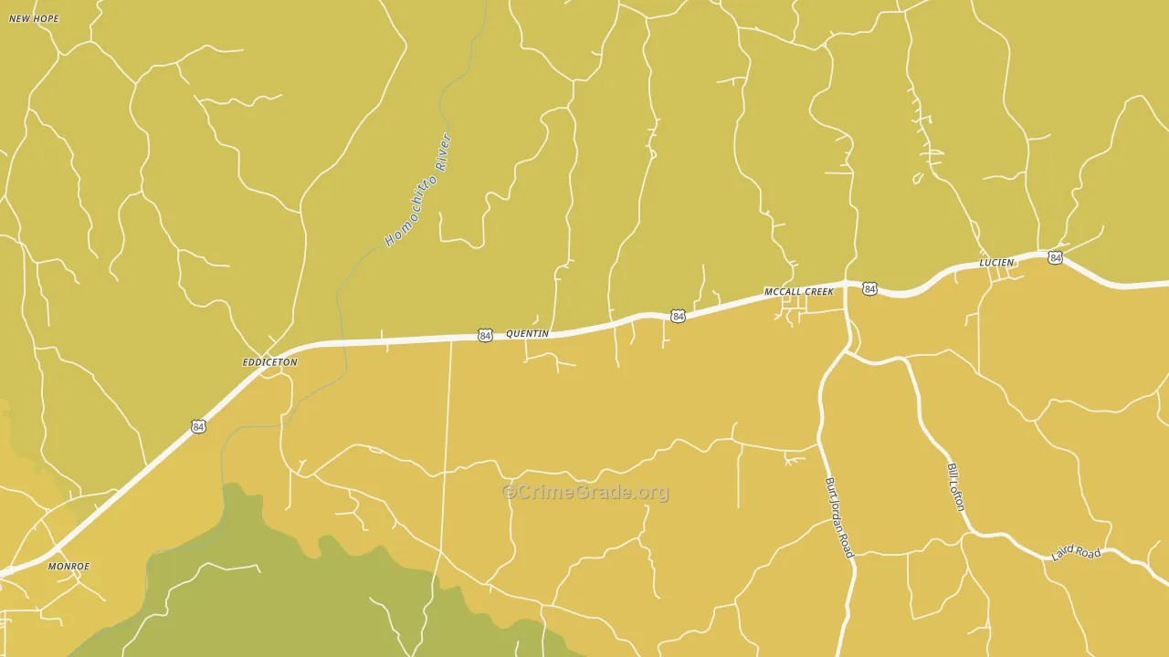 McCall Creek, MS Map of Assault Rates