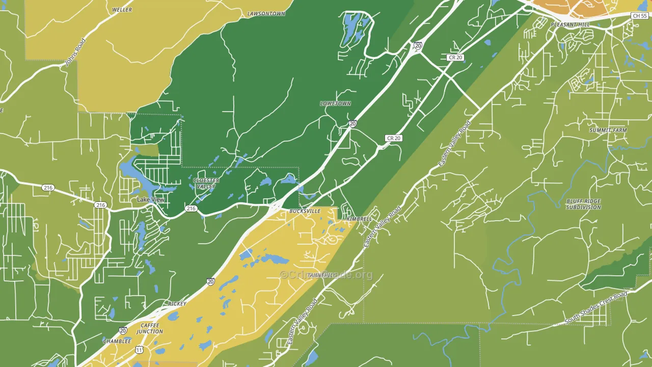 Mccalla, AL Map of Assault Rates