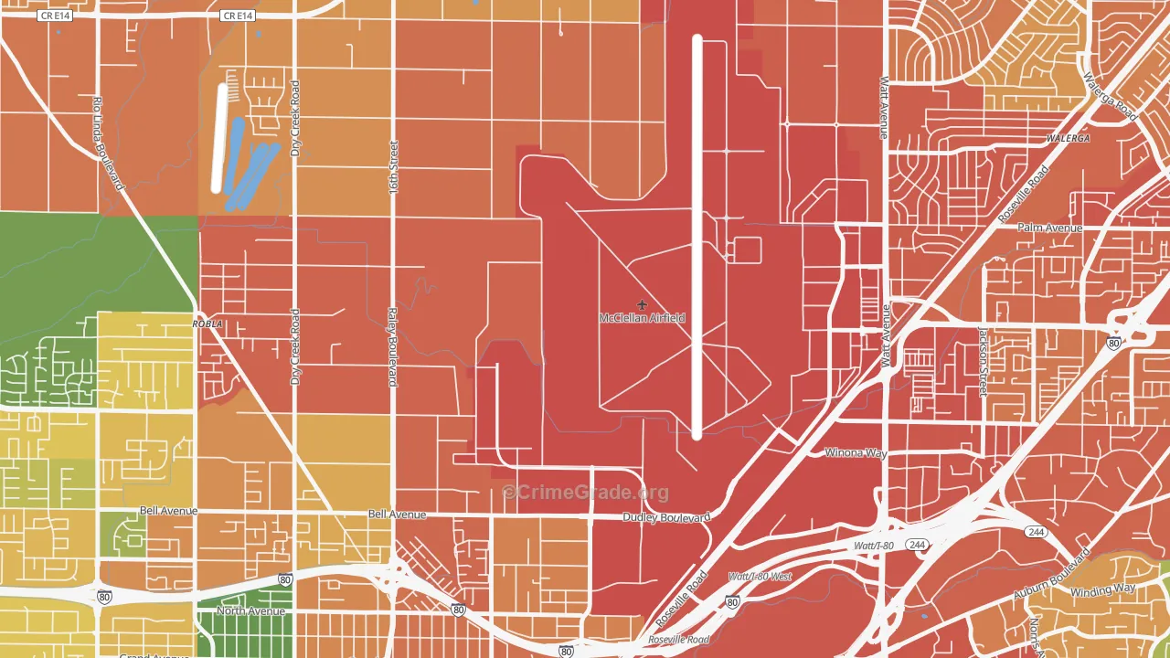 McClellan Park, CA Map of Assault Rates