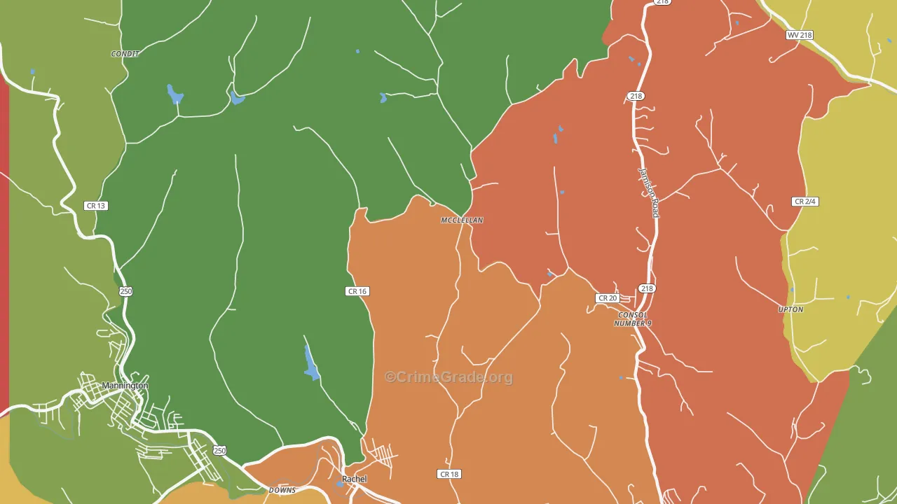 McClellan, WV Map of Assault Rates
