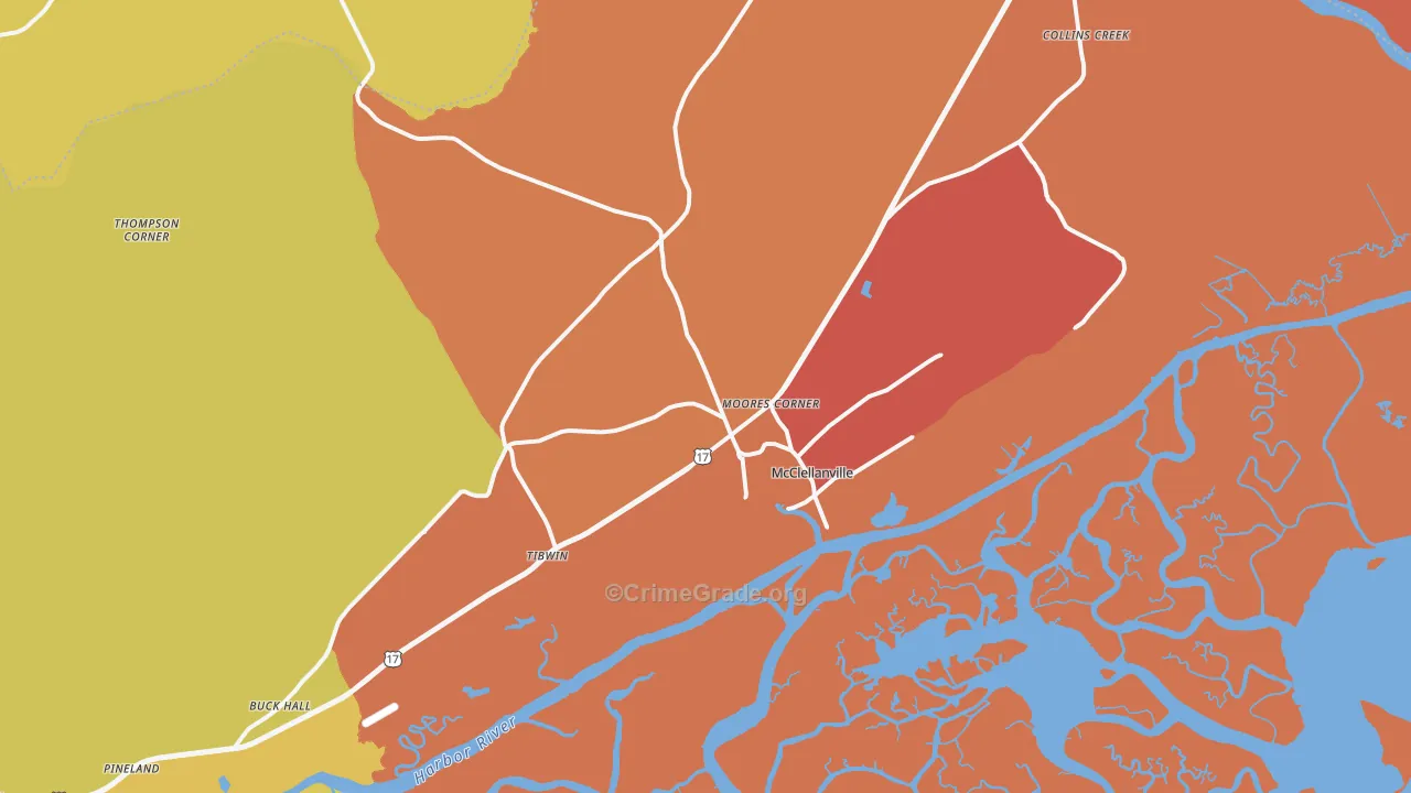 McClellanville, SC Map of Assault Rates