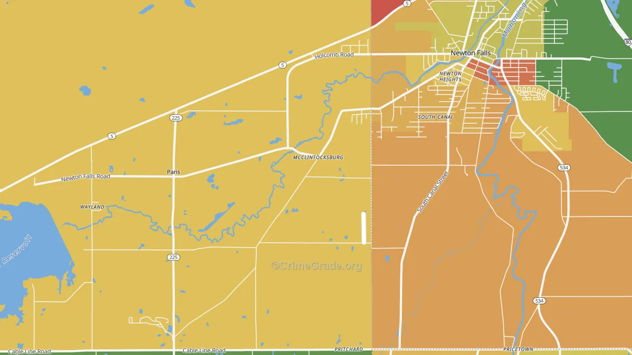 McClintocksburg, OH Map of Assault Rates