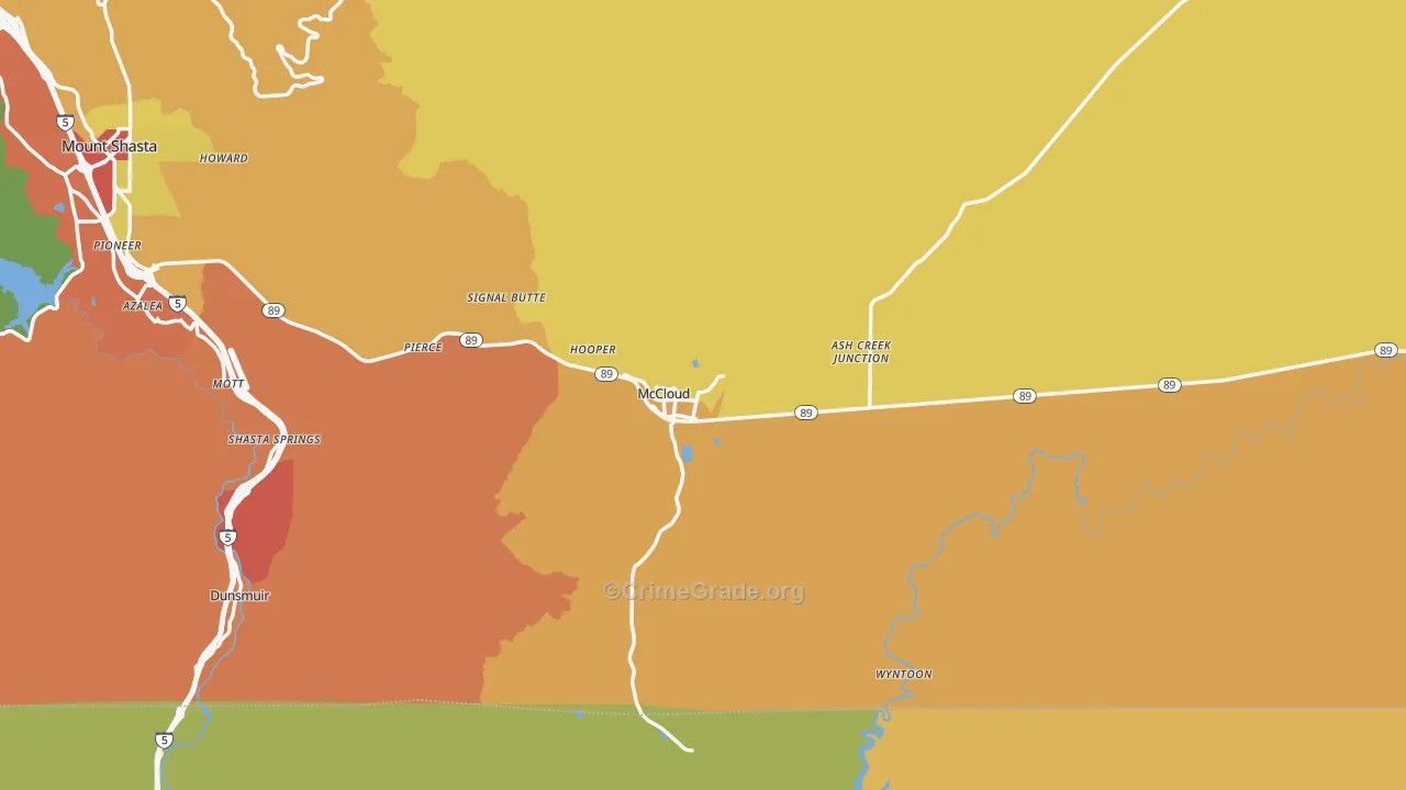 Mccloud, CA Map of Assault Rates