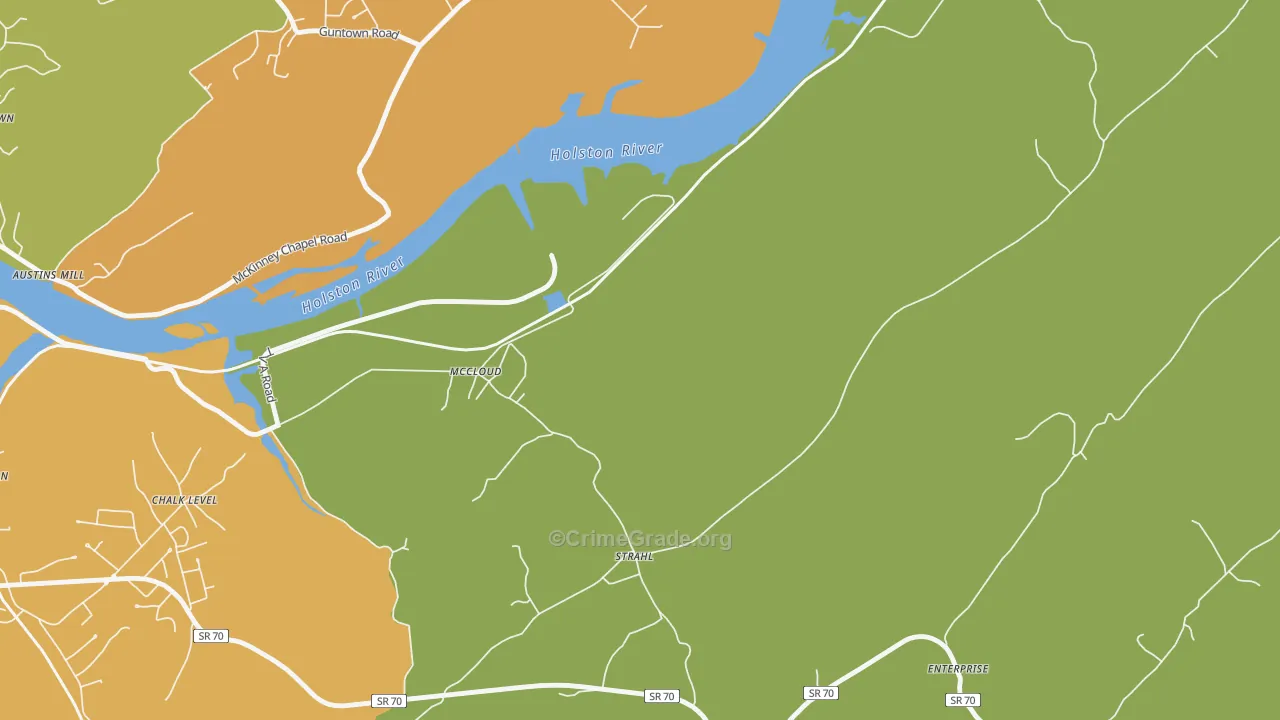 McCloud, TN Map of Assault Rates