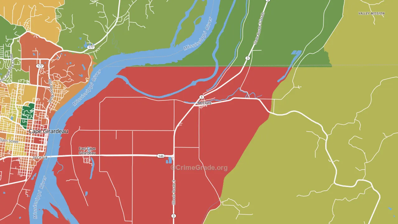 McClure, IL Map of Assault Rates