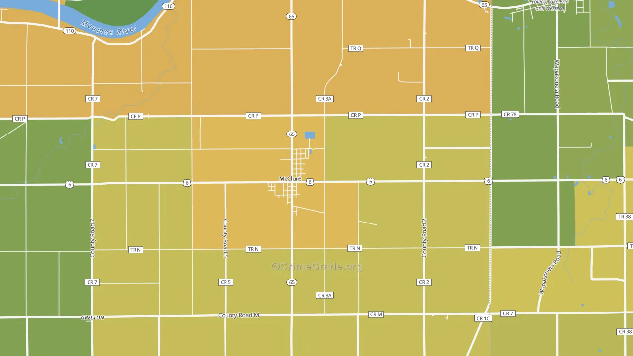 McClure, OH Map of Assault Rates