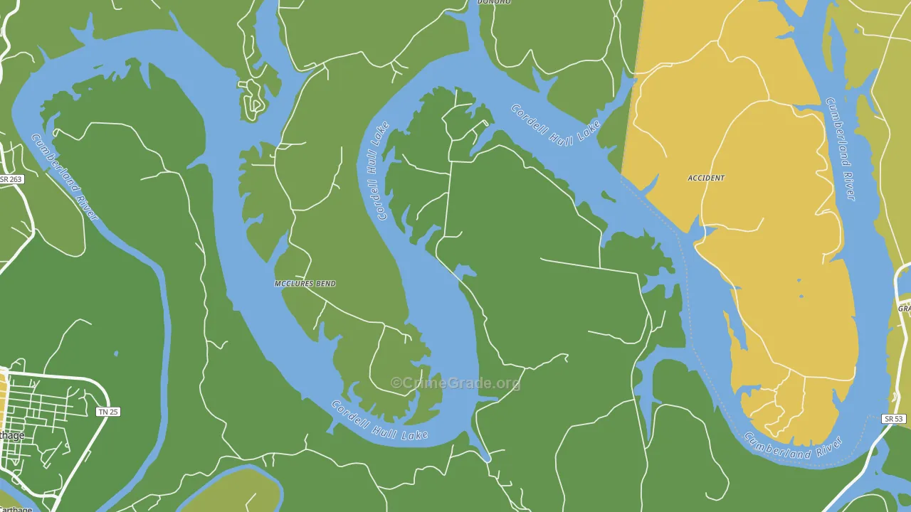 McClures Bend, TN Map of Assault Rates