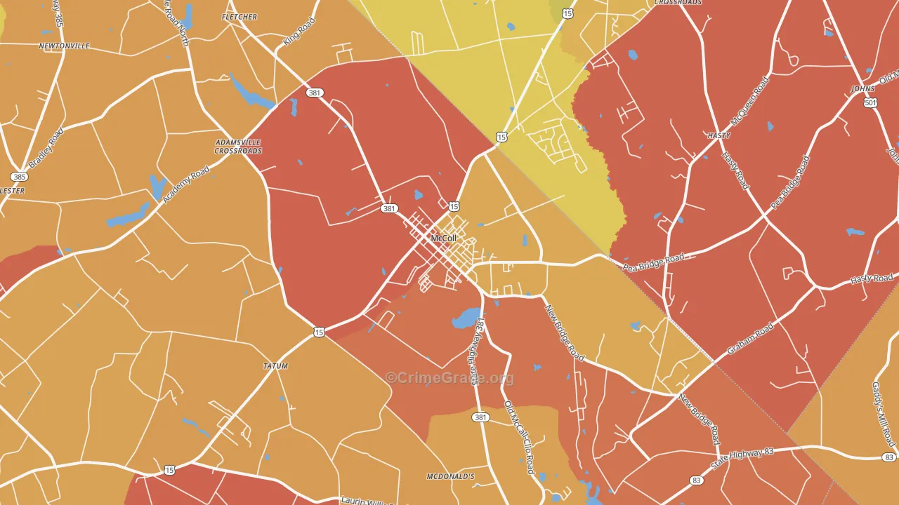 McColl, SC Map of Assault Rates