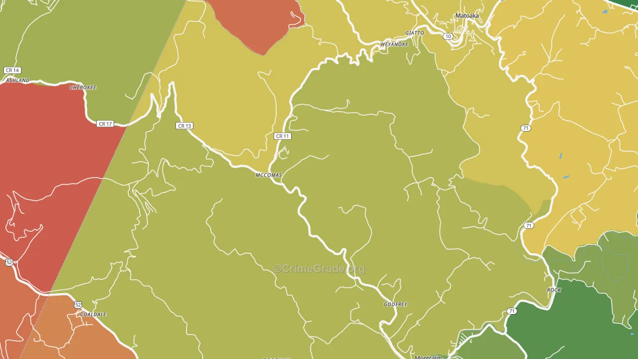 McComas, WV Map of Assault Rates
