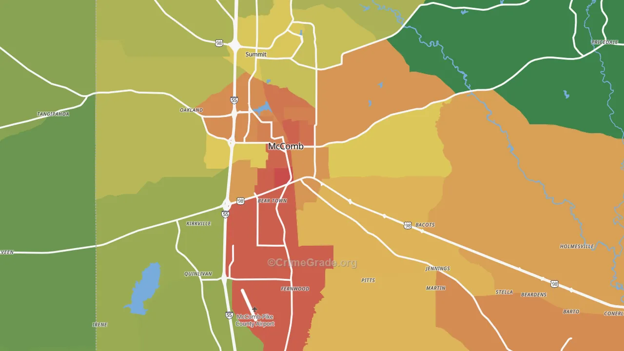 Mccomb, MS Map of Assault Rates