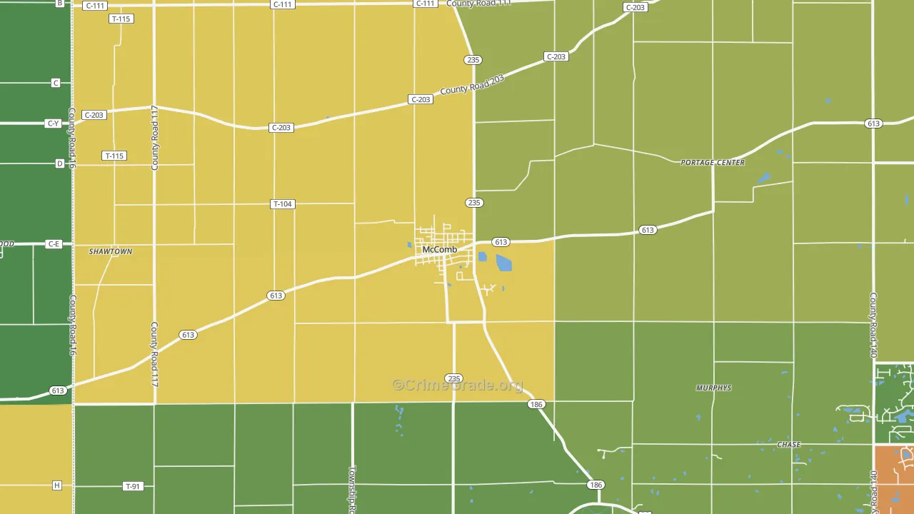 McComb, OH Map of Assault Rates