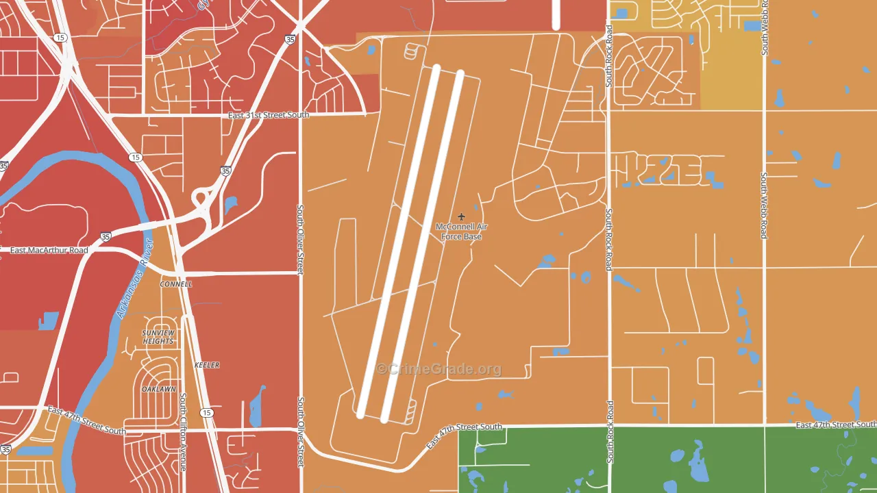McConnell AFB, KS Map of Assault Rates