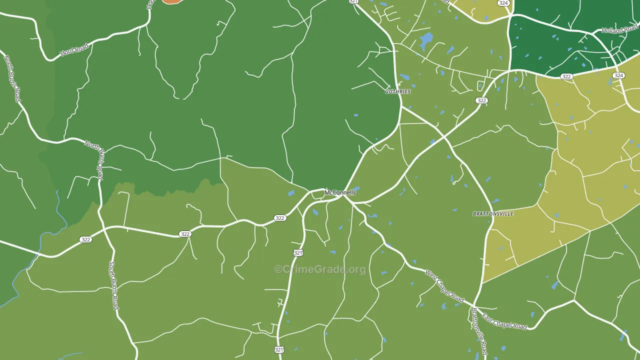McConnells, SC Map of Assault Rates