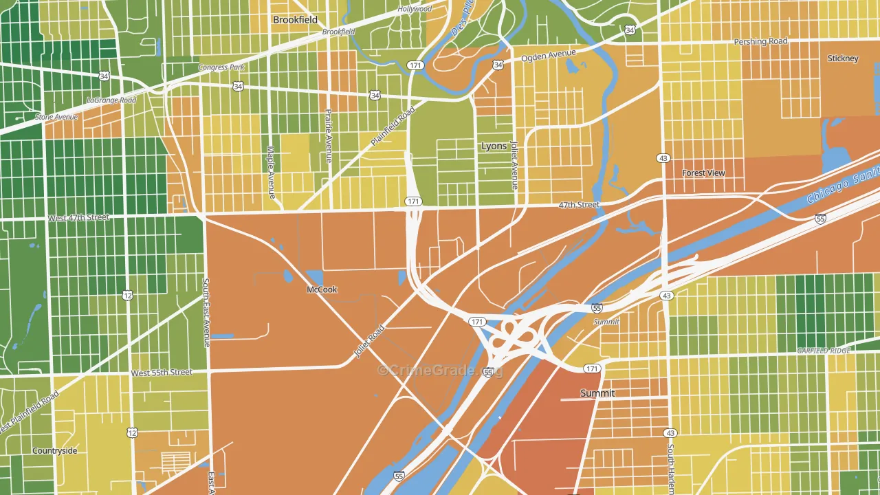 McCook, IL Map of Assault Rates