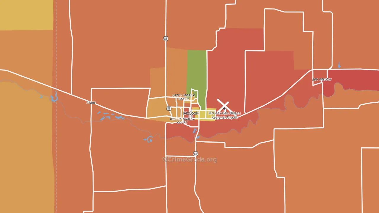 McCook, NE Map of Assault Rates