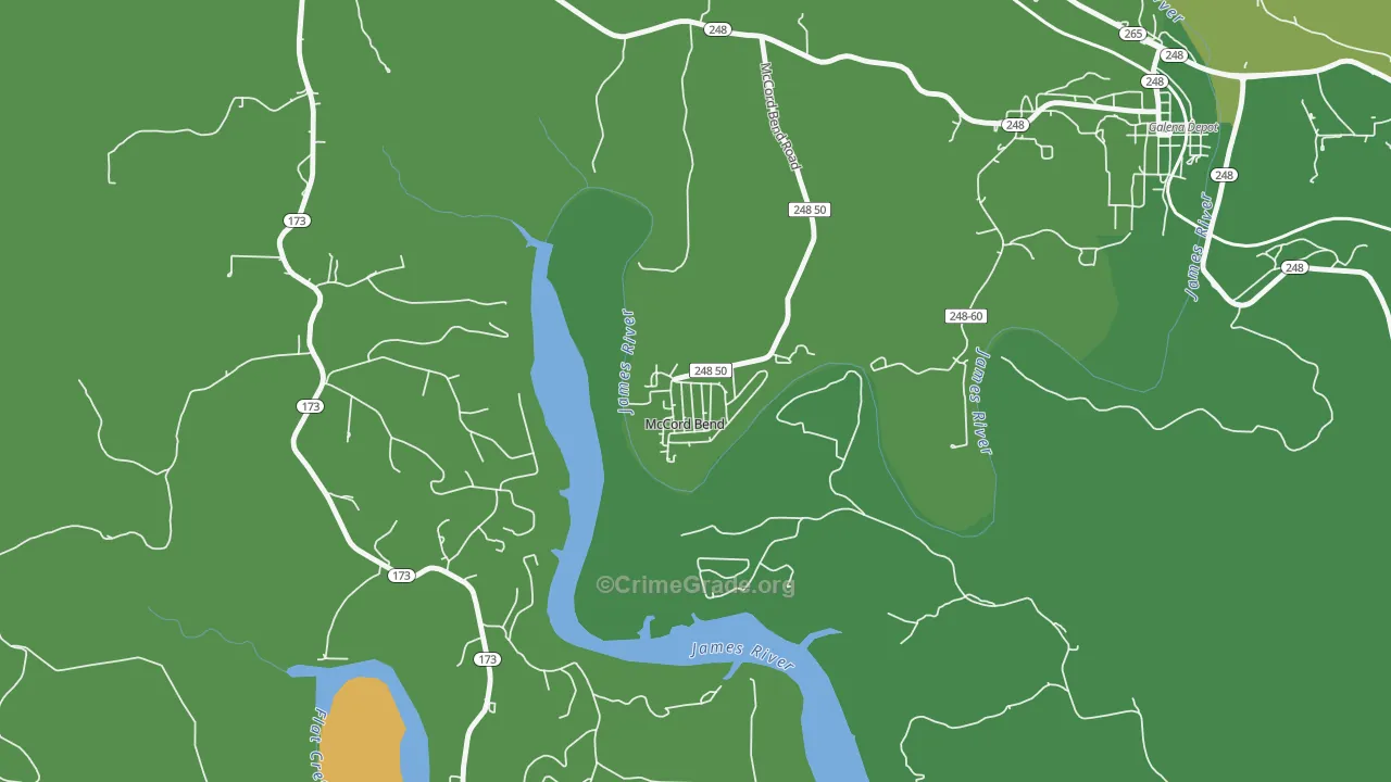 McCord Bend, MO Map of Assault Rates