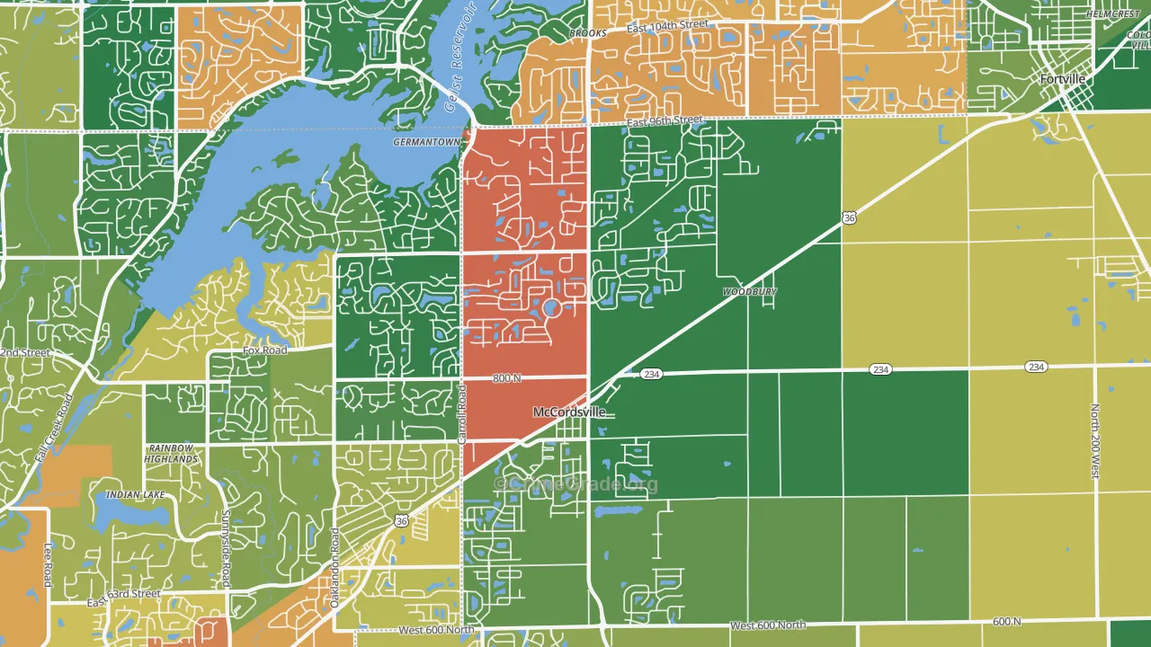 McCordsville, IN Map of Assault Rates