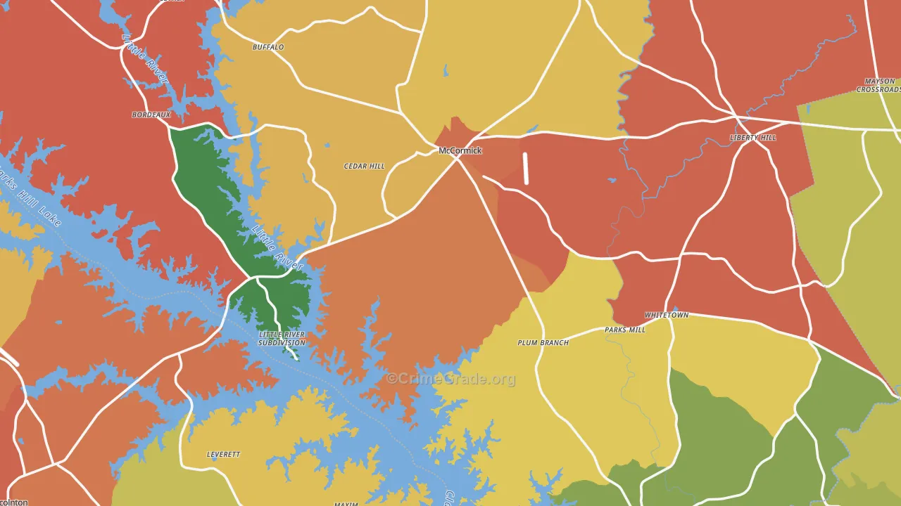 McCormick County, SC Map of Assault Rates