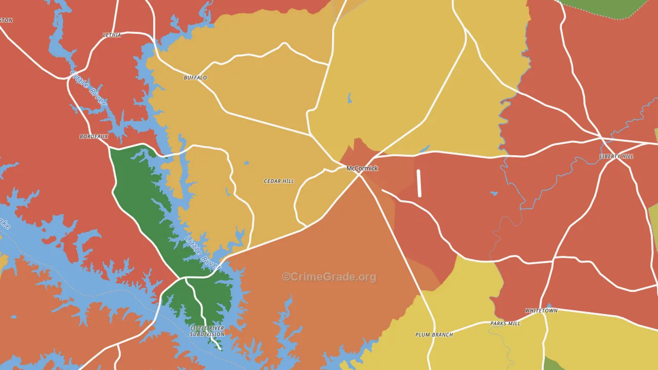 McCormick, SC Map of Assault Rates