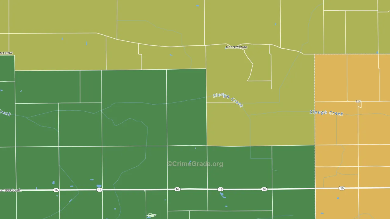 McCoysburg, IN Map of Assault Rates