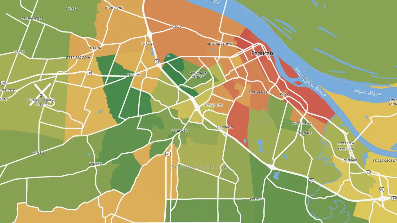 McCracken County, KY Map of Assault Rates