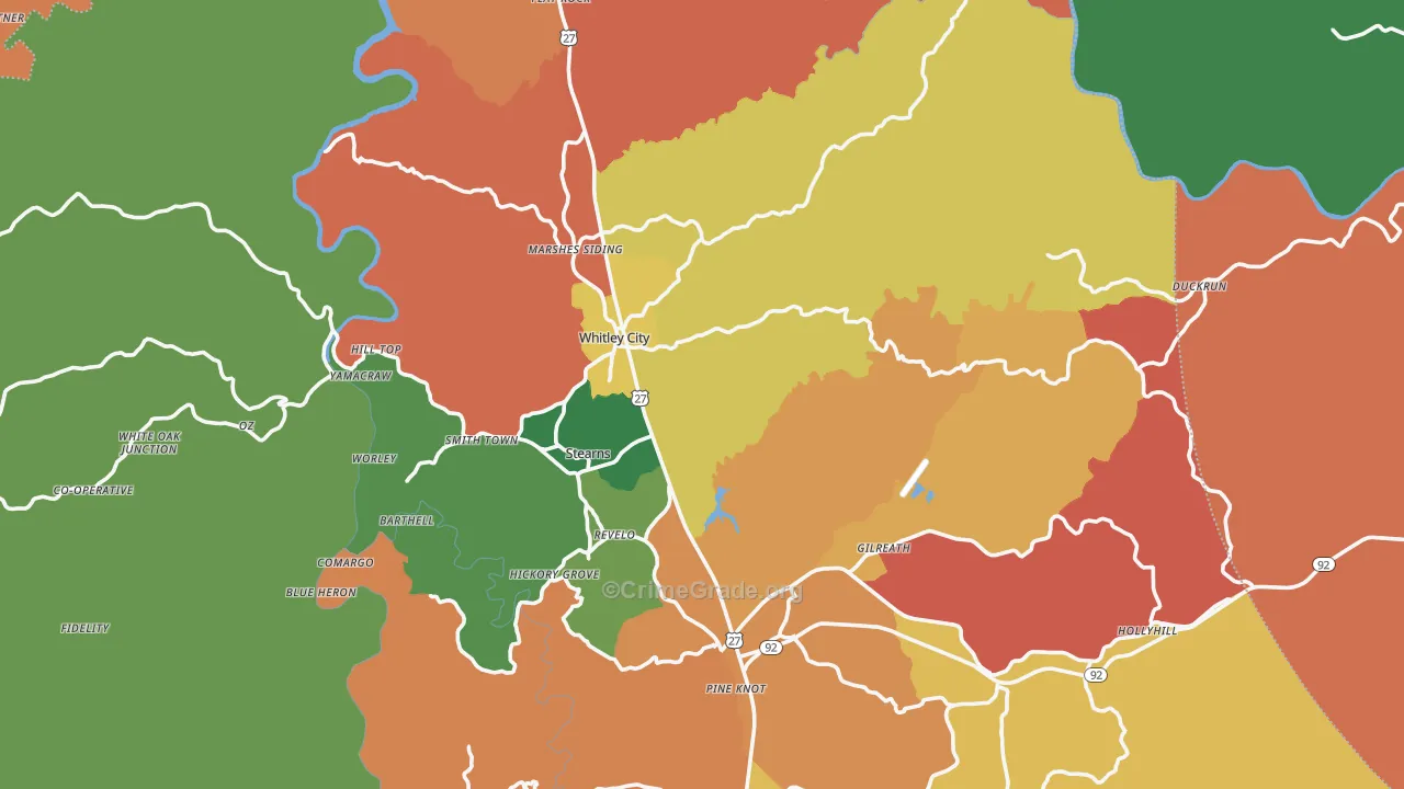 McCreary County, KY Map of Assault Rates