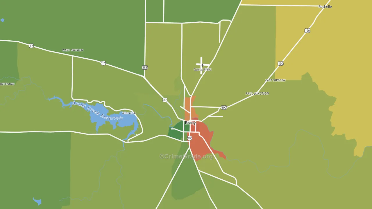 McCulloch County, TX Map of Assault Rates
