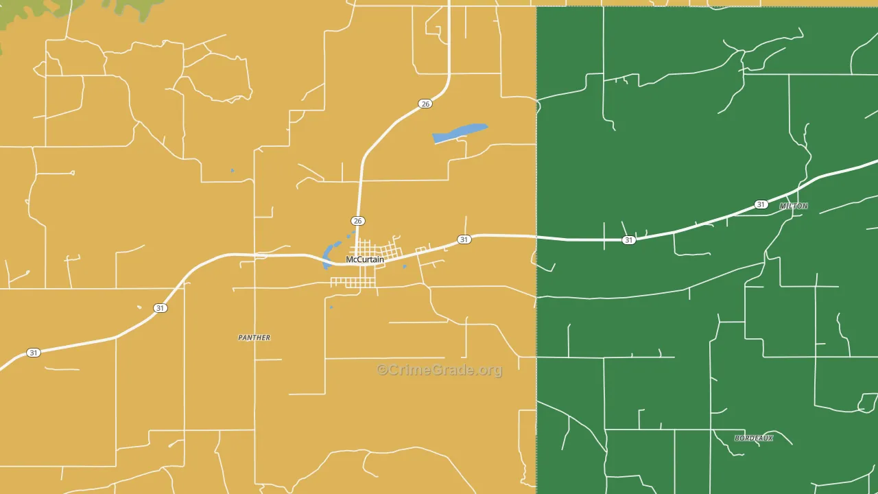 Mccurtain, OK Map of Assault Rates