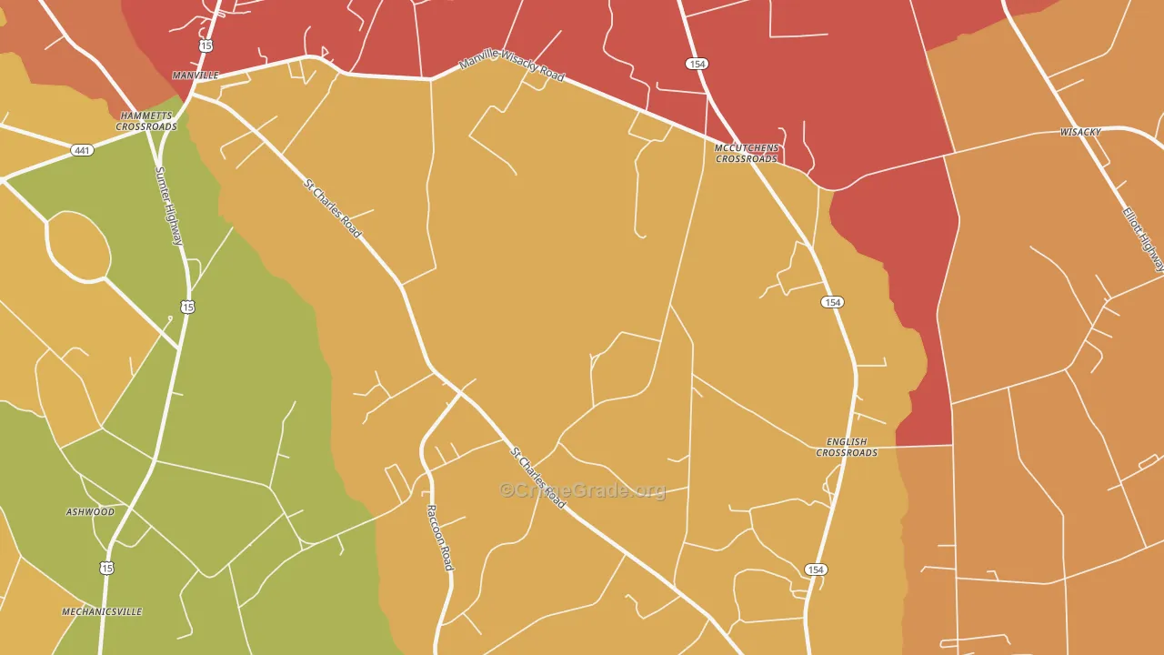 McCutchens Crossroads, SC Map of Assault Rates