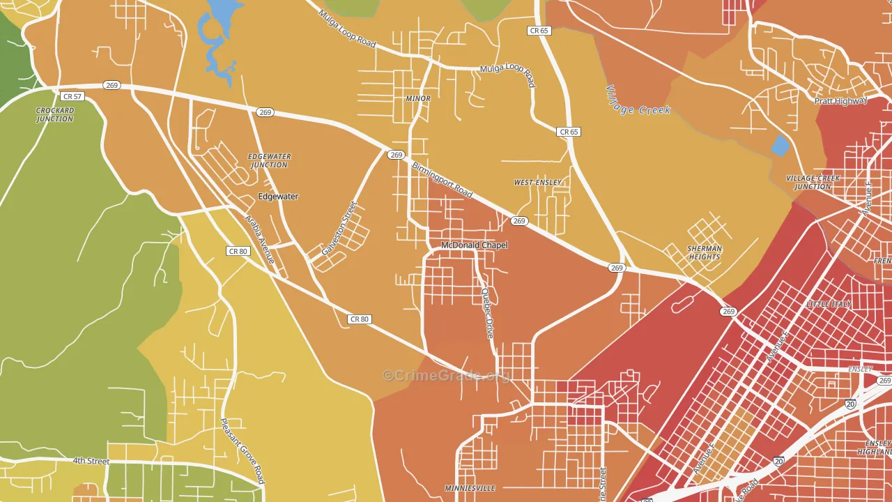 McDonald Chapel, AL Map of Assault Rates