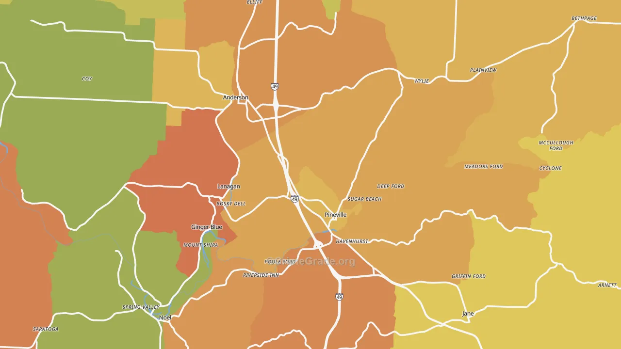 McDonald County, MO Map of Assault Rates