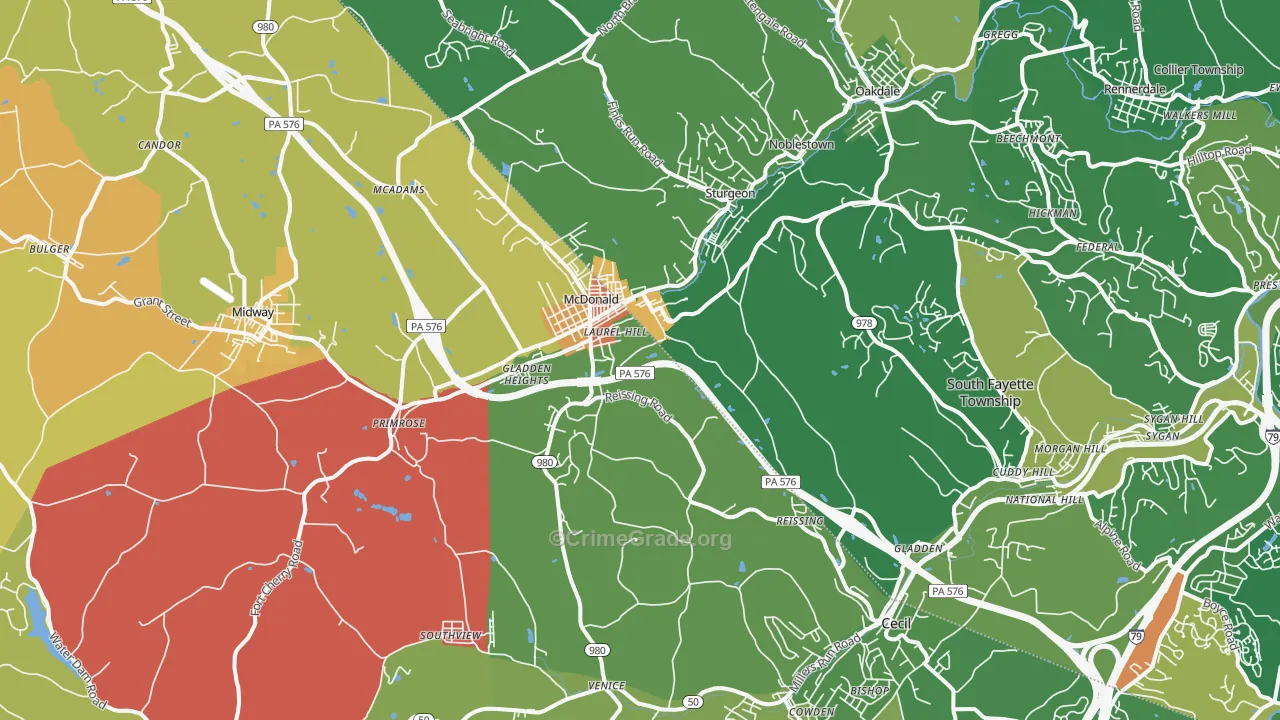 Mcdonald, PA Map of Assault Rates