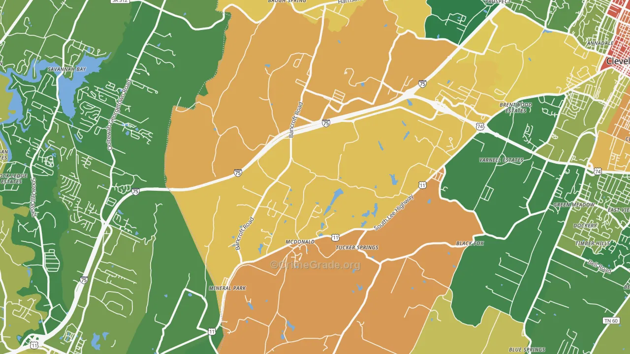 McDonald, TN Map of Assault Rates