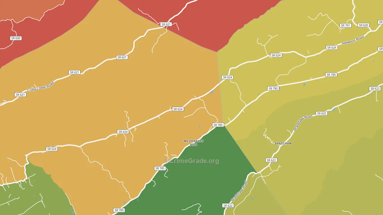 McDonalds Mill, VA Map of Assault Rates