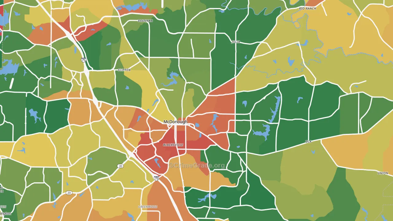 McDonough, GA Map of Assault Rates